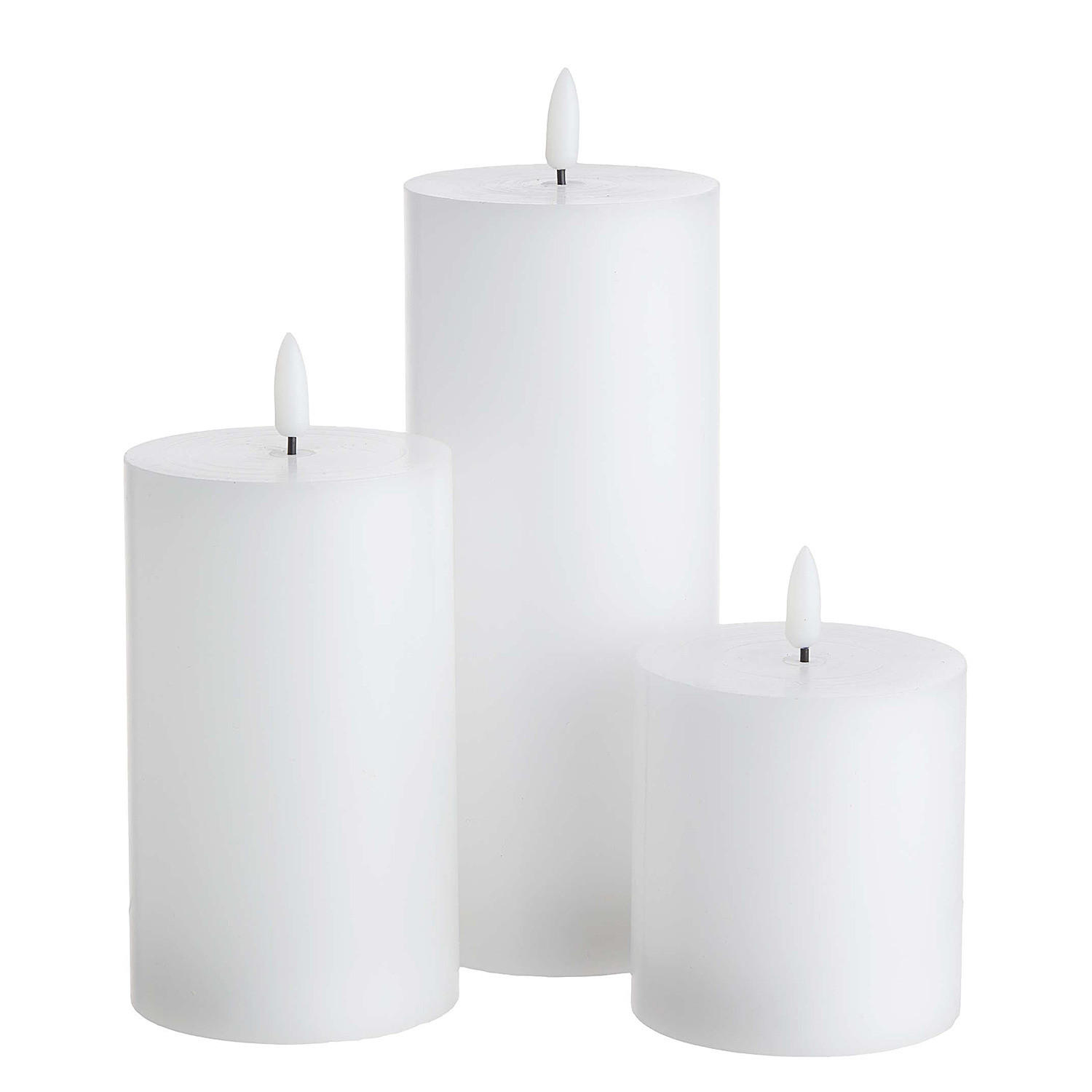 LED-KERZEN (3er Set) Nordic Light - Weiß, Paraffin (8/8/18cm) - BUTLERS