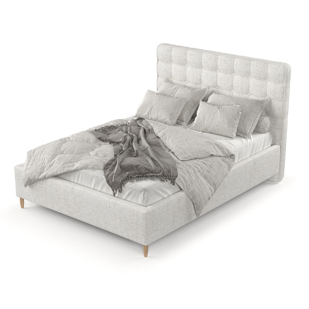 POLSTERBETT Paloma 120/200 cm Creme im Neve Stoff - Creme/Naturfarben, Holz/Holzwerkstoff (120/200cm) - AltaBeds