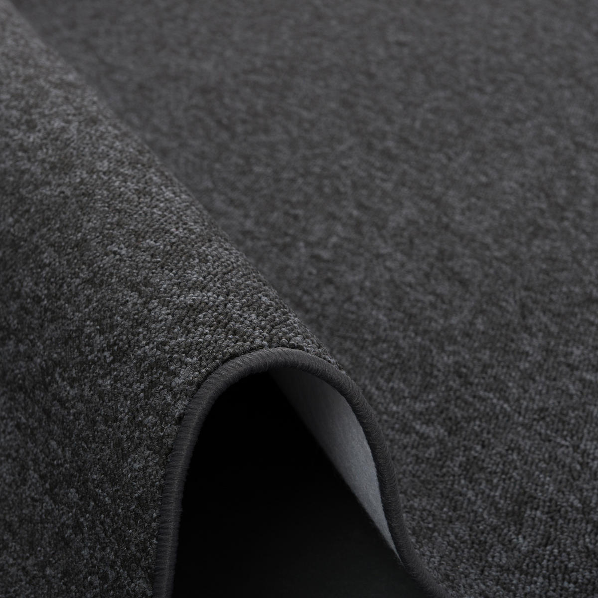 FEINSCHLINGEN VELOUR TEPPICH STRONG RUND - Schwarz/Grau, Textil (133/133cm) - Snapstyle