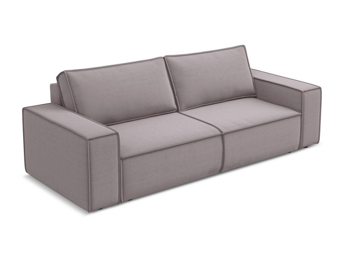 3-SITZER SOFA mit Schlaffunktion Samt Stoff Violett - Lila/Flieder, Kunststoff/Textil (255/85/105cm) - Makamii