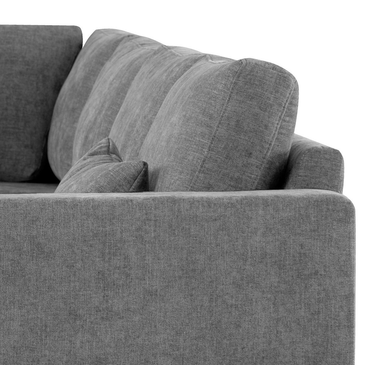 ECKSOFA mit Ottomane - Eichefarben/Dunkelgrau, Eichenholz/Textil (287/219cm) - home24