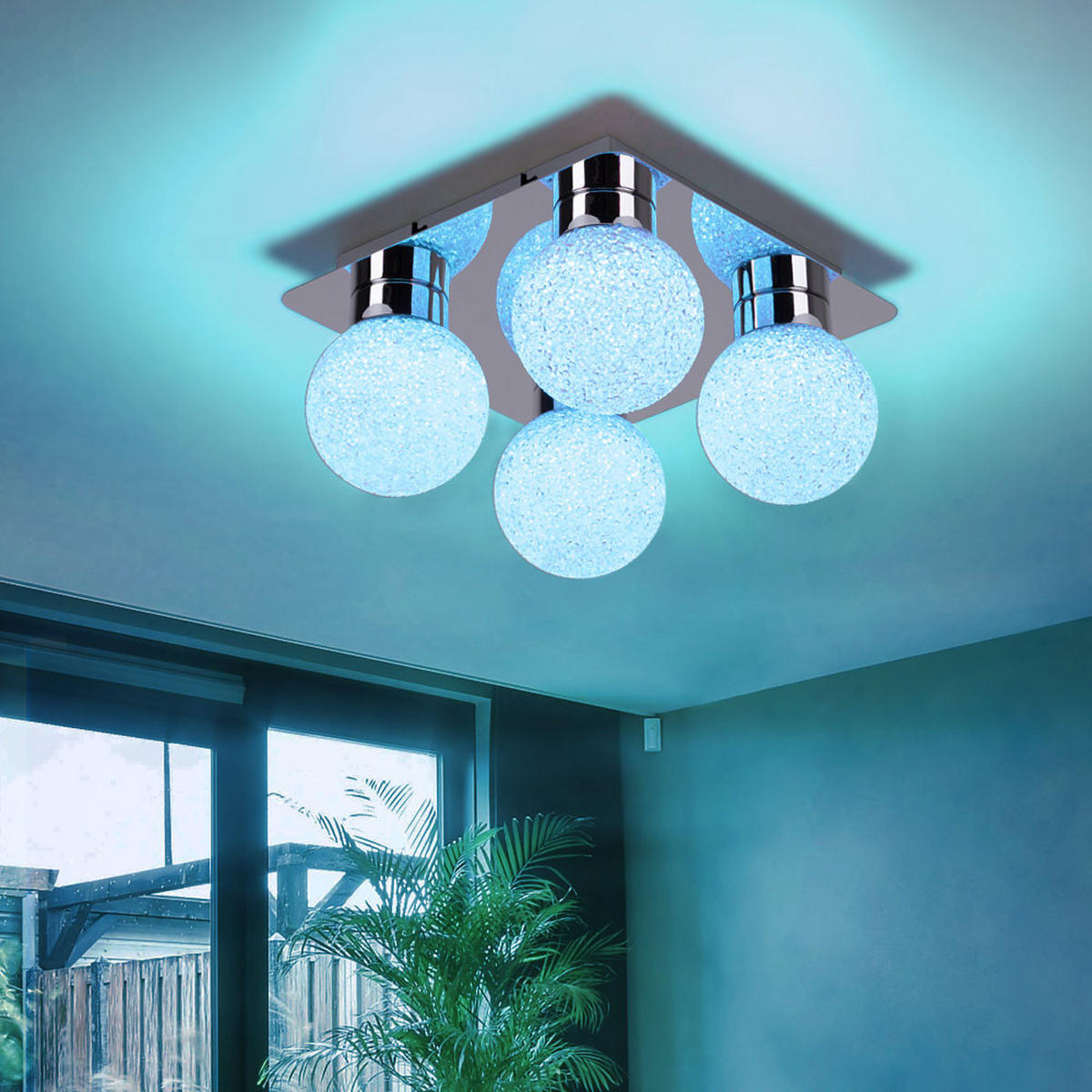 LED DECKENLEUCHTE Kugeln Silber Chrom - Silberfarben, Metall (25/25/15cm)