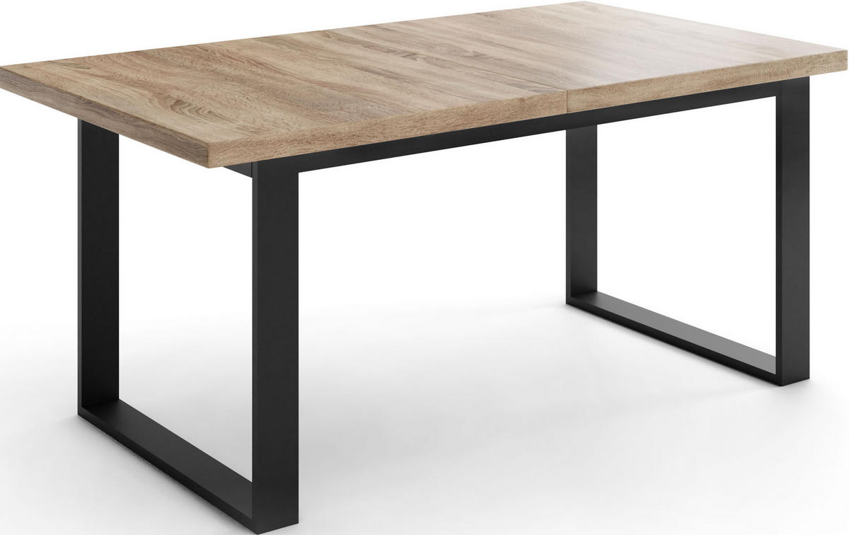 ESSTISCH Valentino rechteckig ausziehbar, Sonoma Eiche 140/180/80/75 cm - Schwarz/Sonoma Eiche, Holzwerkstoff/Metall (140/80/75cm) - WFL GROUP