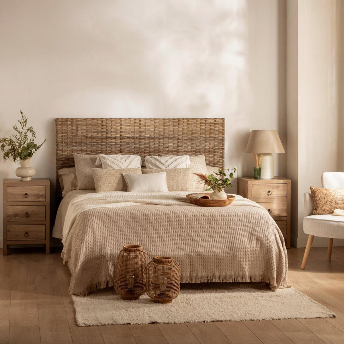 KOPFTEIL DOPPELTES Leni Natürlich 175 cm x 113 cm - Naturfarben, Naturmaterialien (175/6cm) - Klast Home