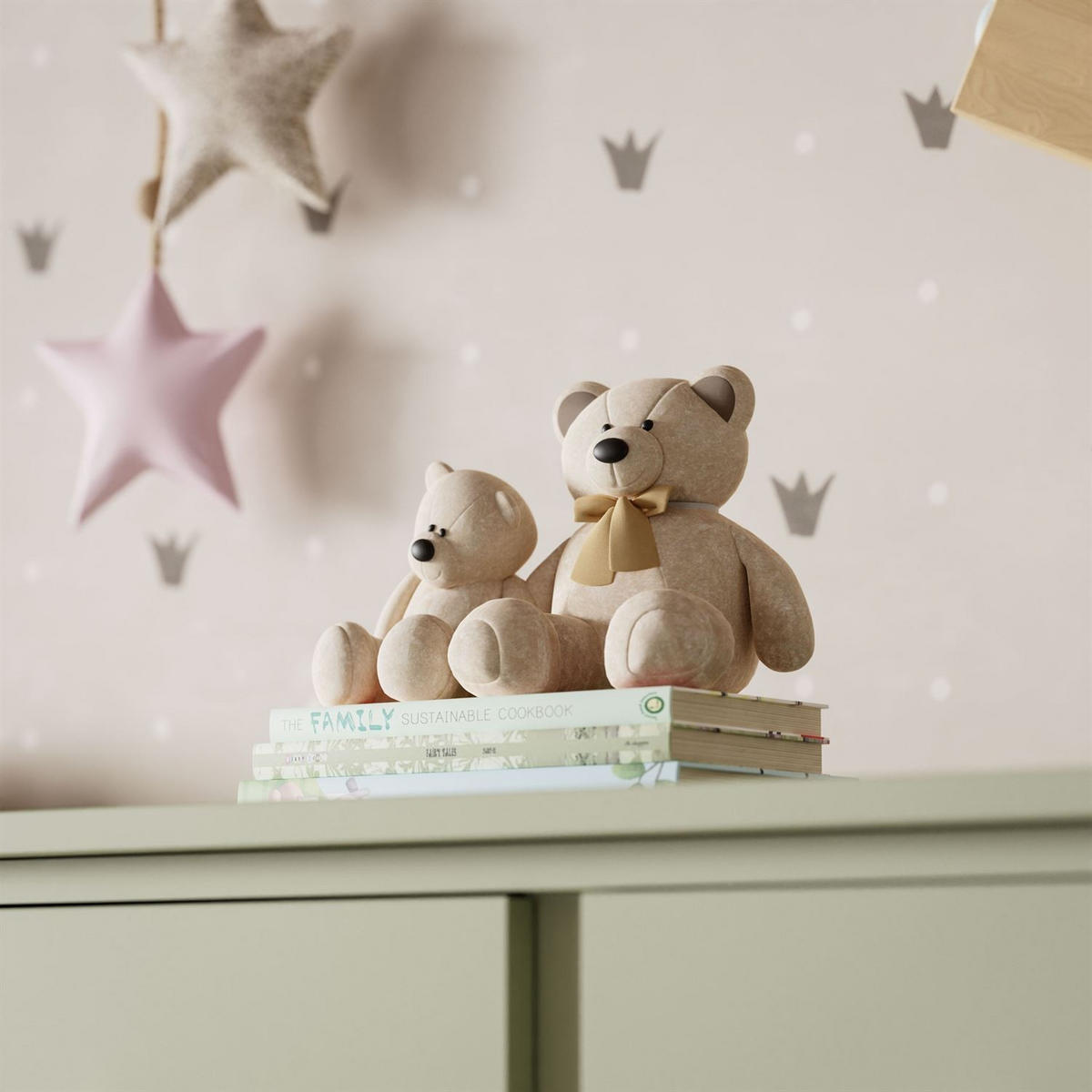 HOCHKOMMODE BABUSHKA mit Schubladen, Olivgrün - Olivgrün, Holzwerkstoff (84/140/50cm)