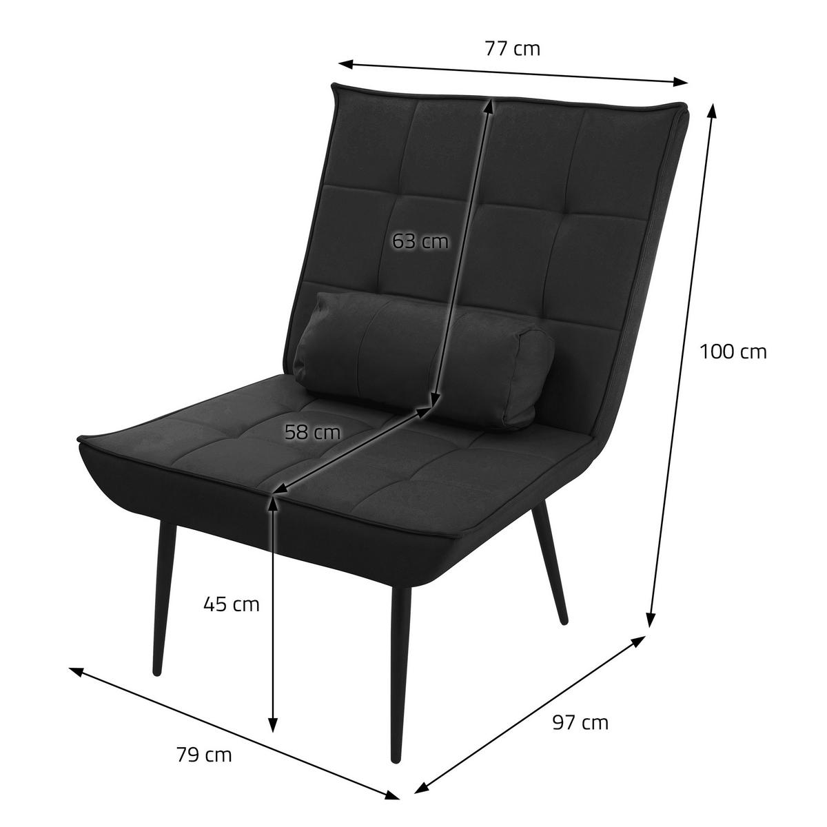 RELAXSESSEL Schwarz - Schwarz, Metall (97/100/79cm) - ML-DESIGN