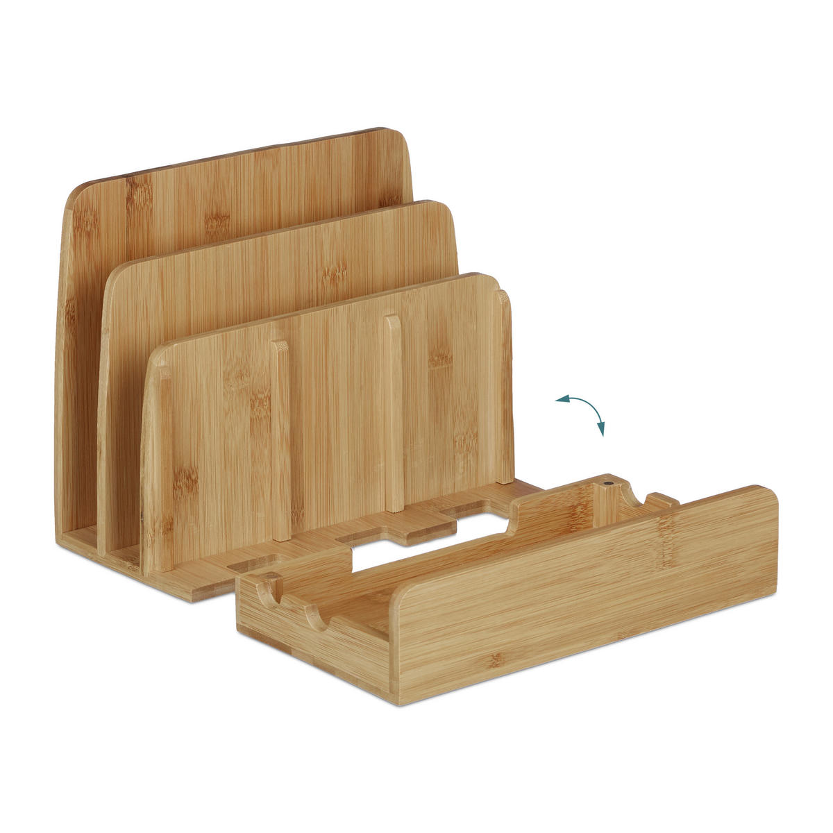 STANICE Bambus pro 5 zařízení - světle hnědá, dřevo (13.5/25.5/23cm) - Relaxdays