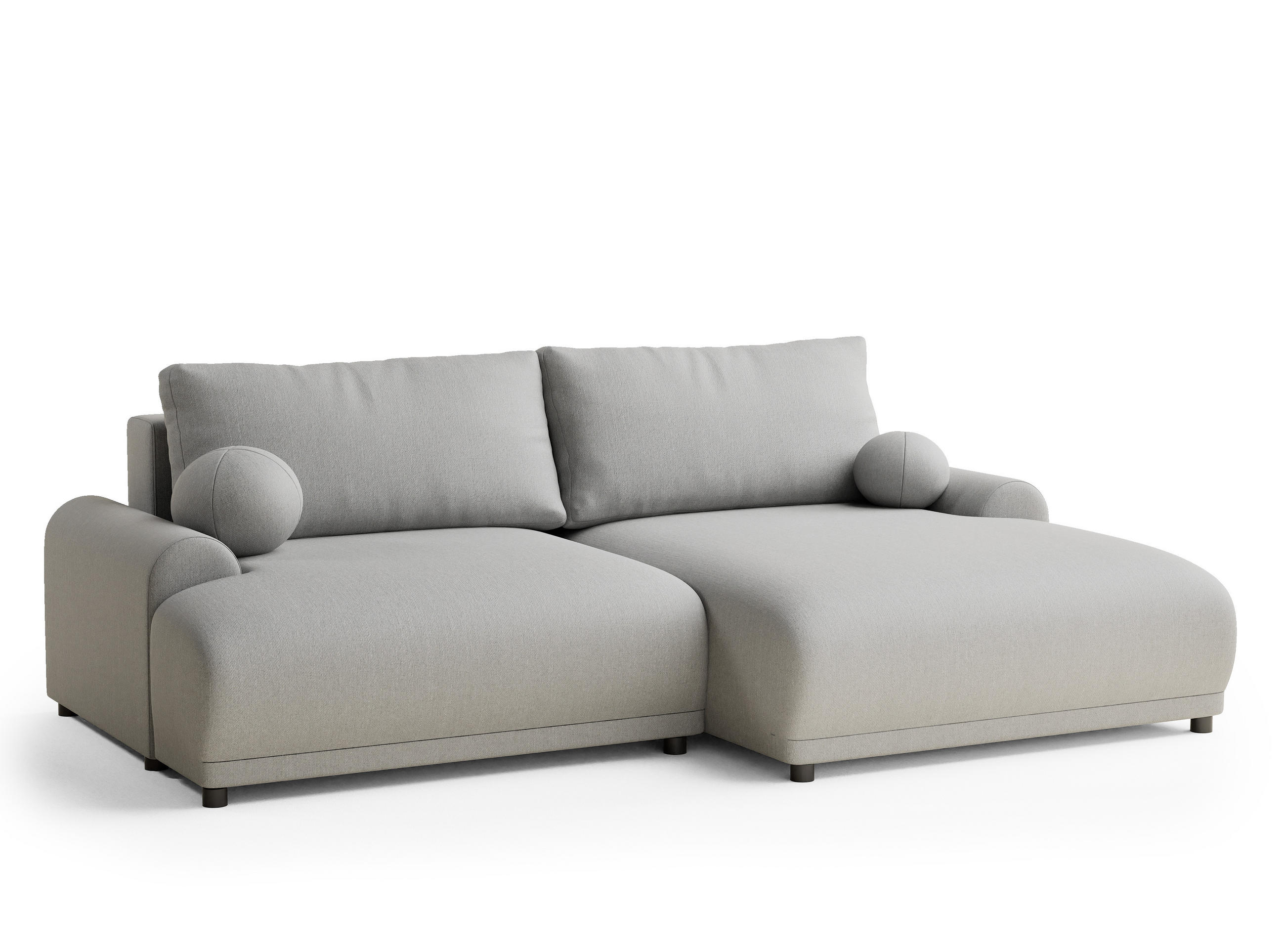 ECKSOFA MIT SCHLAFFUNKTION Tallin Hellgrau Webstoff - Hellgrau/Schwarz, Holz/Holzwerkstoff (240/145cm) - Maison de Reve