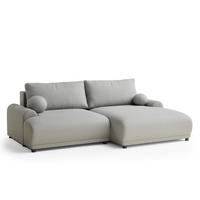 ECKSOFA MIT SCHLAFFUNKTION Tallin Hellgrau Webstoff - Hellgrau/Schwarz, Holz/Holzwerkstoff (240/145cm) - Maison de Reve
