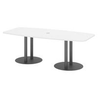 KONFERENZTISCH klein KT22 103/220/74 cm in Weiß/Säule in Graphitfarben - Graphitfarben/Weiß, Holzwerkstoff (103/220/74cm) - bümö