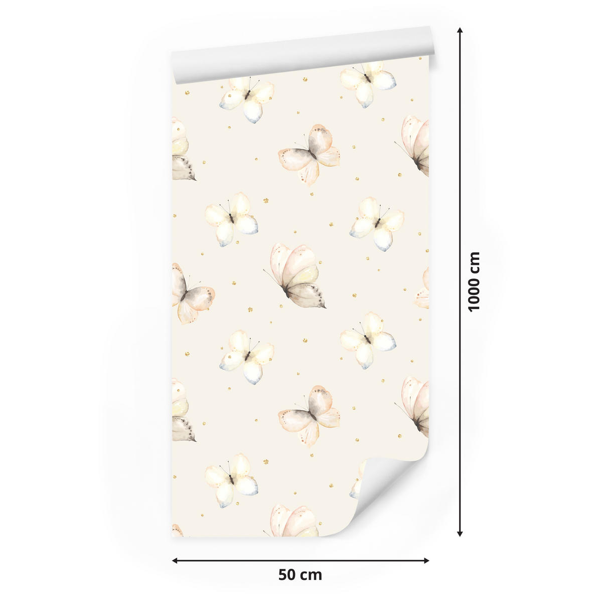 VLIESTAPETE Aquarell-Schmetterlinge – Beige, Creme – 50x1000 cm - Beige/Creme, Papier (50/1000cm) - Muralo