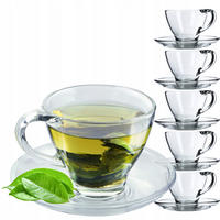 KADAX Set Tassen und Untertassen für Kaffee- und Teetassen 200 ml 6-tlg - Transparent, Glas (0.2L) - KADAX
