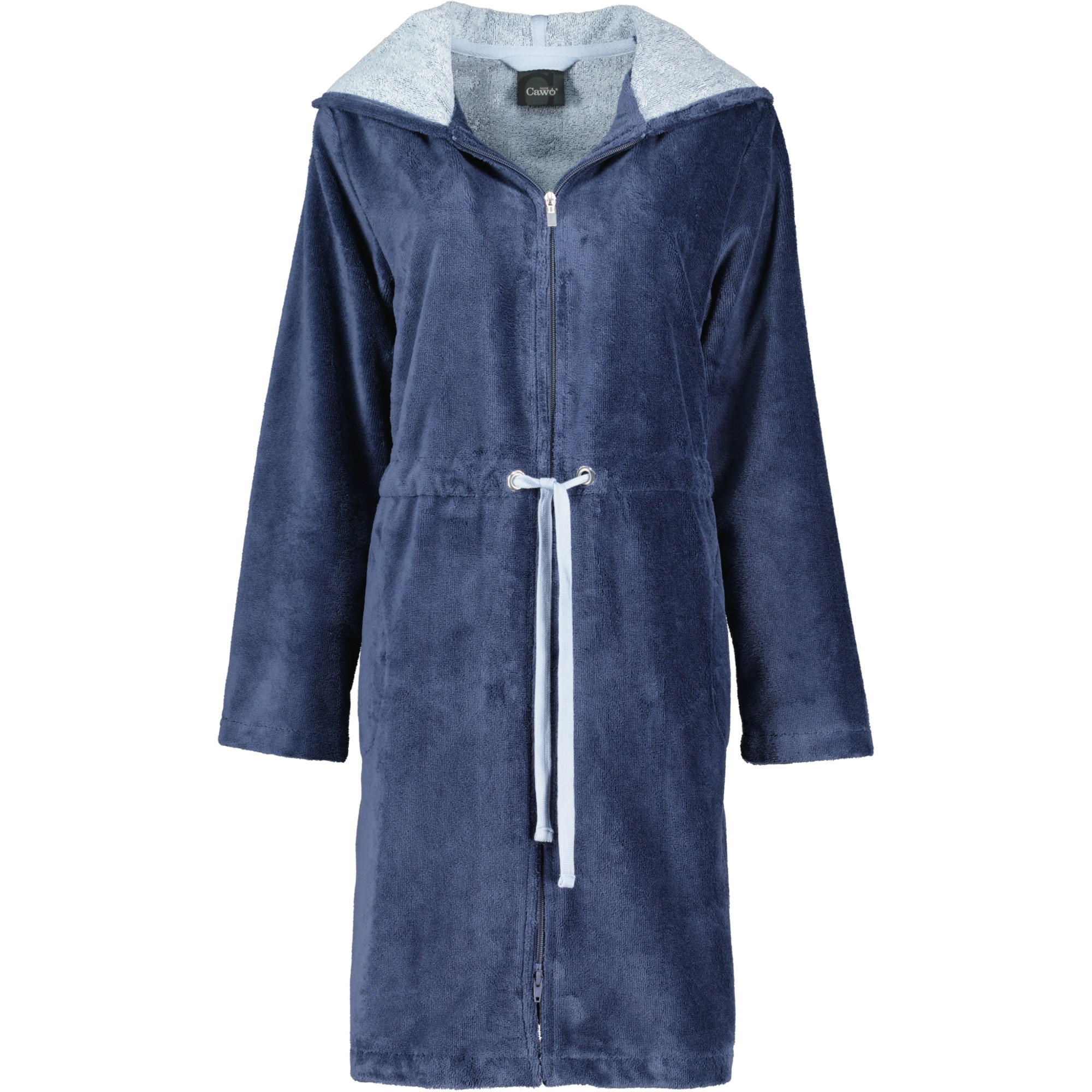 BADEMÄNTEL DAMEN KURZMANTEL MIT KAPUZE CAWÖ HOME 822 SEA - 10 - Blau, Textil (Mnull) - Cawoe