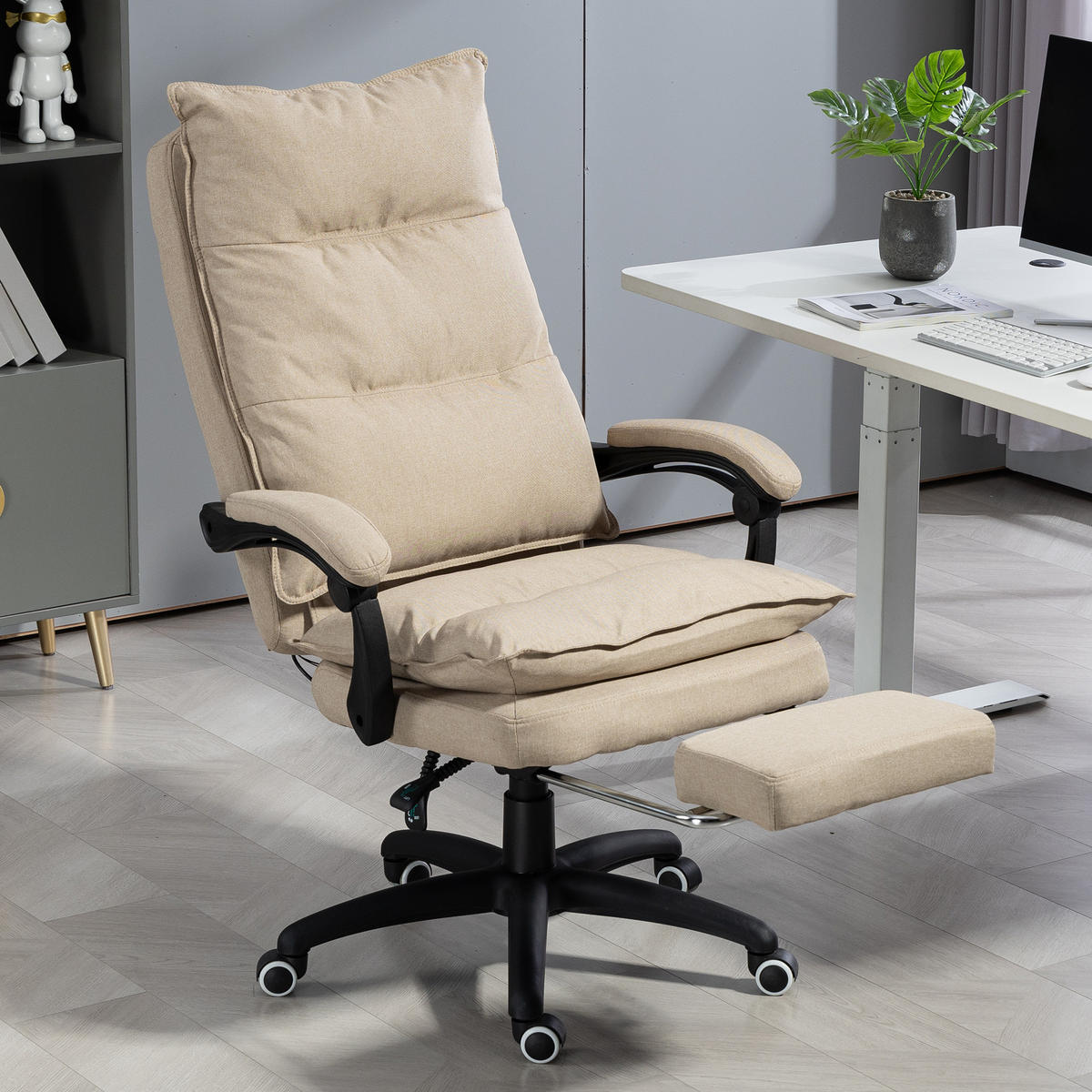 CHEFSESSEL DE-11706 mit Massagefunktion, 135° neigbar Beige - Beige, Textil (62/130/70cm) - ComfortXL