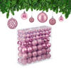 150-TLG.WEIHNACHTSKUGELN-SET - Rosa, Kunststoff (6/7/6cm) - Relaxdays