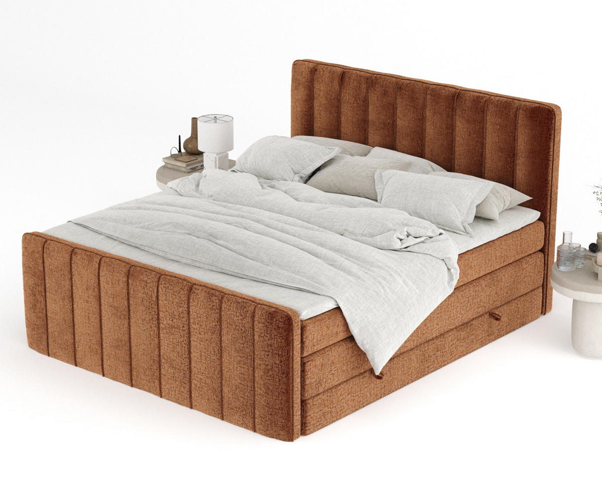 BOXSPRINGBETT Novara Kupferfarbe 200/200 cm - Schwarz/Kupferfarben, Holz/Holzwerkstoff (200/200cm) - Maison de Reve