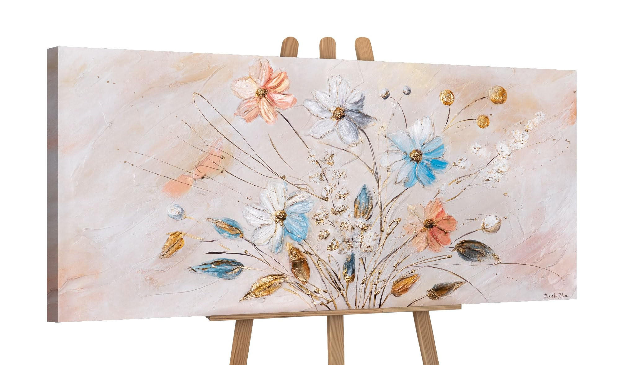 GEMÄLDE Sonnige Blumen auf Keilrahmen 115x50 cm - Multicolor, Holz (115/50cm) - YS-art gallery