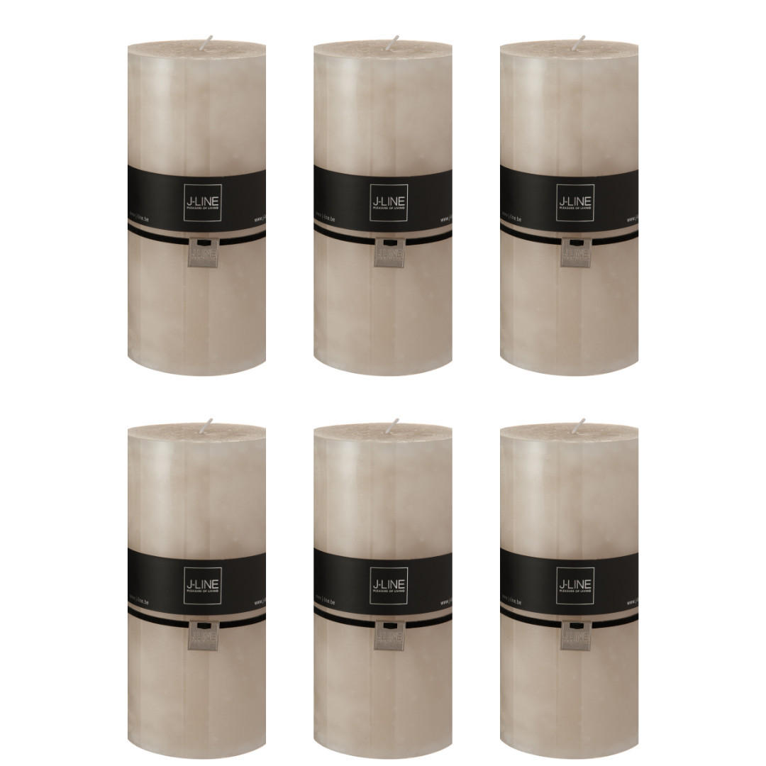 DUFTKERZE ZART - Beige - XXL - 150 Std. - 6er set - Beige, Paraffin (10/20cm) - J-Line