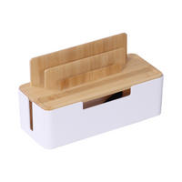 KABELBOX - Weiß, Holz/Kunststoff (13/30/16cm) - Relaxdays