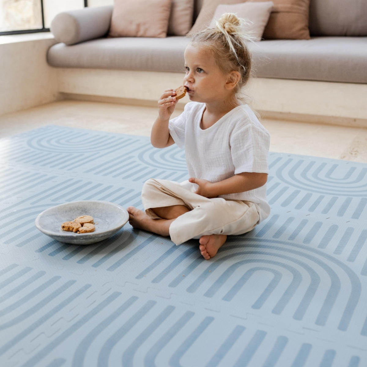 SPIELMATTE Linear Mineral blau 120x180 - Blau, Kunststoff (120/180cm)