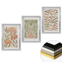 WANDBILDER 3er Set - 20x30 cm Silberner Rahmen - Abstrakte Pastellblumen - Silberfarben, Kunststoff (20/30cm) - ArtPrintCave