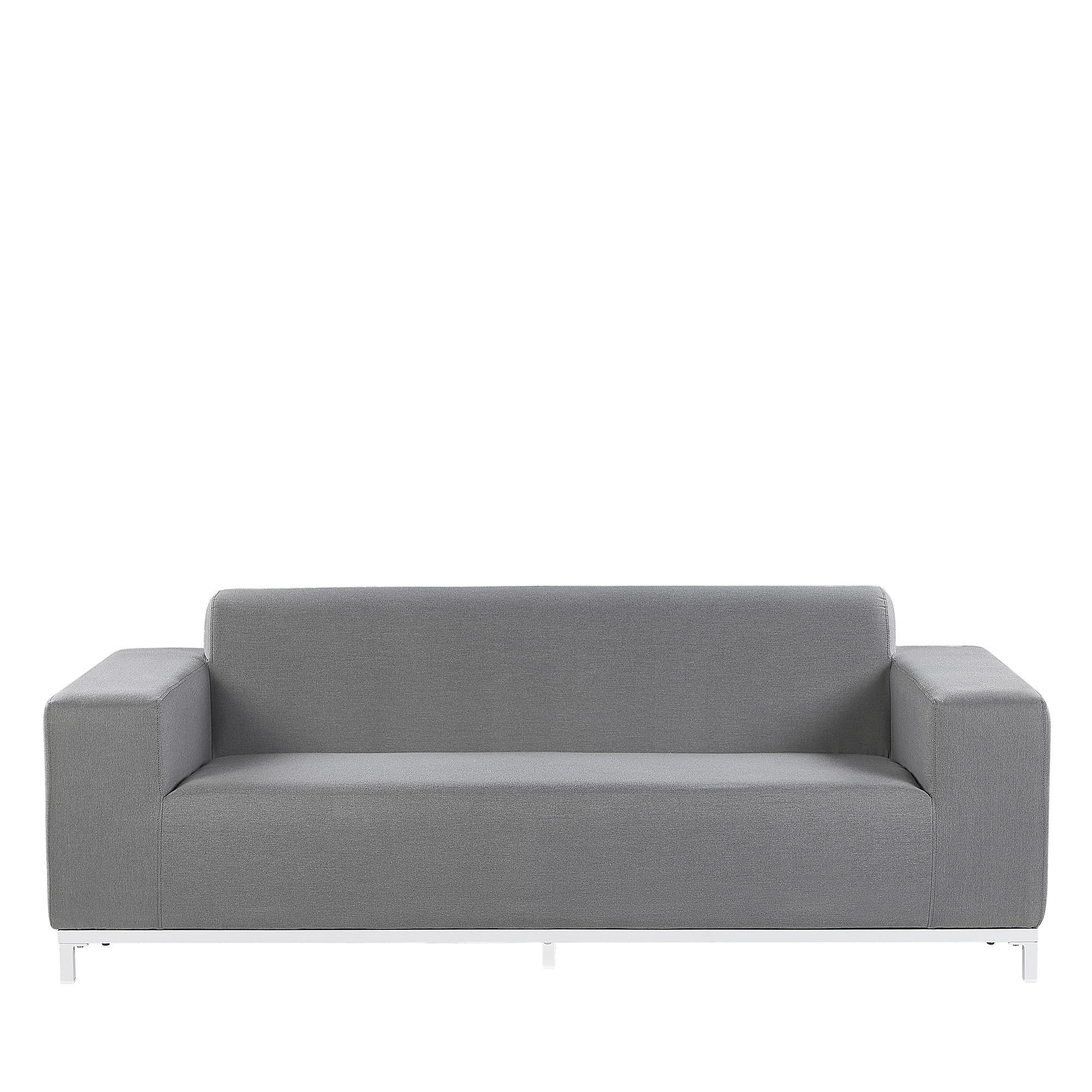 GARTENSOFA 3-Sitzer grau/weisses Gestell Rovigo - Weiß/Grau, Textil (182/66/84cm) - Beliani