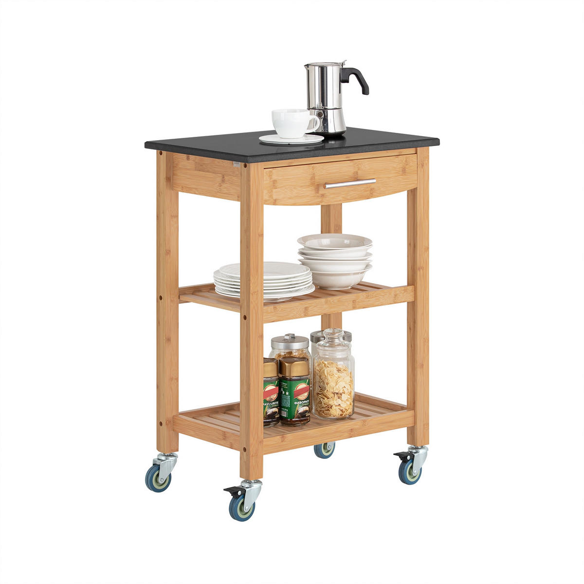 SERVIERWAGEN Bambus - Naturfarben, Naturmaterialien (58/85/40cm) - SoBuy