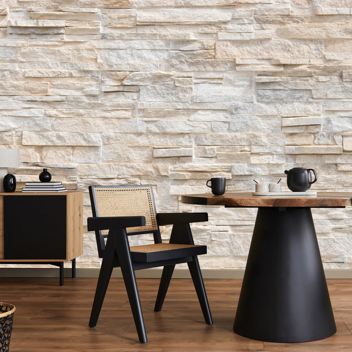 FOTOTAPETE für Wohnzimmer Beige Ziegel Rustikal Wand 300x210 - Beige/Braun, Papier (300/210cm) - Muralo