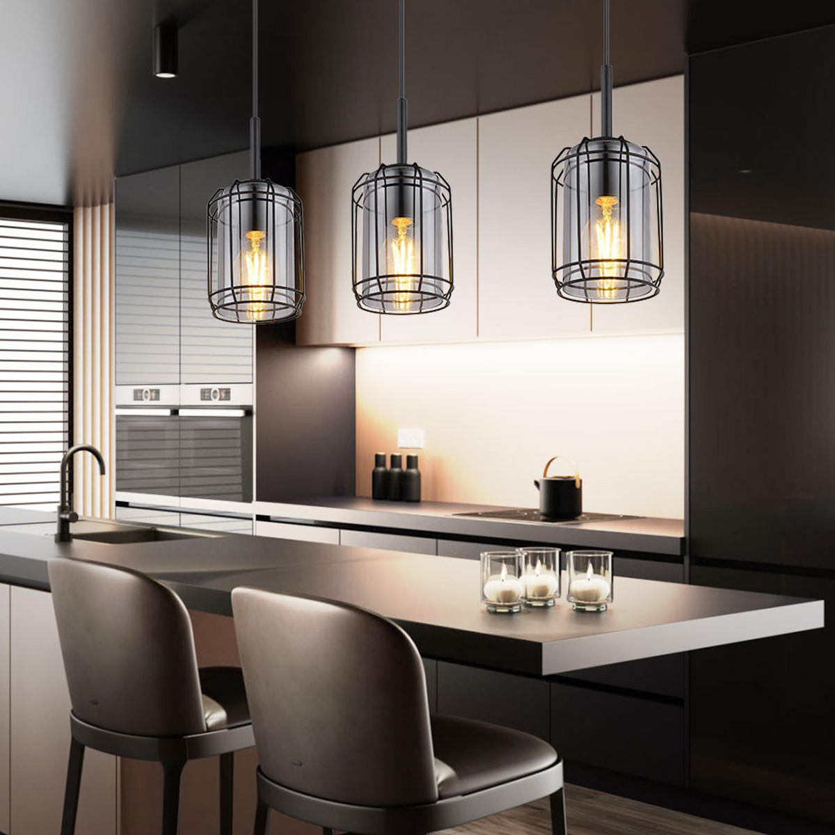 LED HÄNGELEUCHTE KAMMI Grau Rauchoptik - Grau, Glas (77/13/120cm) - Globo Lighting