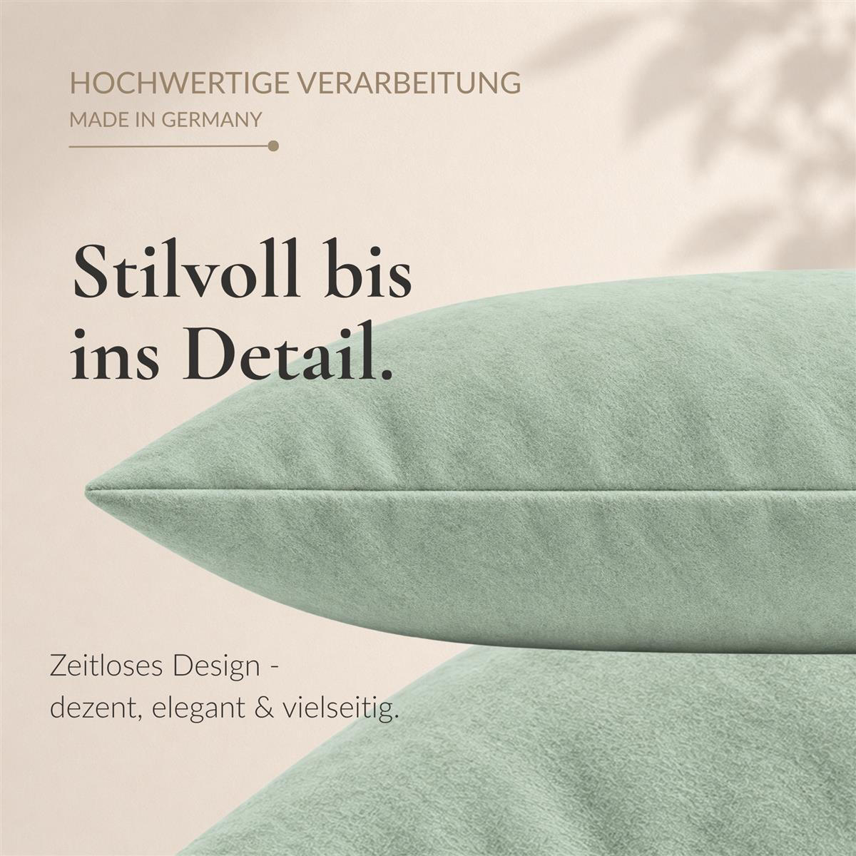 BIBER-KISSENBEZÜGE 40x40 2er Set - Made in Germany! Kuschelig warmer Flanell Kissenbezug aus 100% Baumwolle - Salbeigrün - Salbeigrün, Textil (40/40cm) - Carpe Sonno