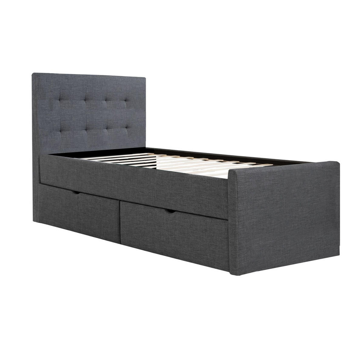 POLSTERBETT mit Lattenrost 90/200 cm in Anthrazit - Anthrazit/Grau, Textil (90/200cm) - Homestyle4u