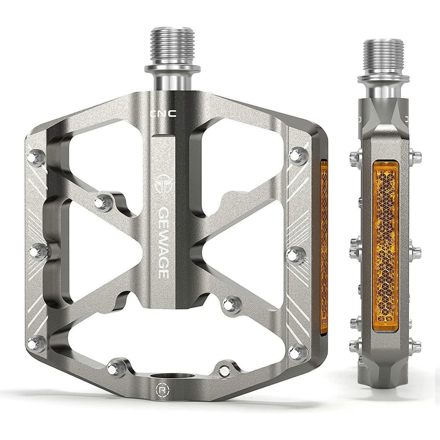 FAHRRADPEDALE Aluminium CNC mit Reflektoren Silber - Silberfarben, Metall (10.1/1.5/11.8cm)