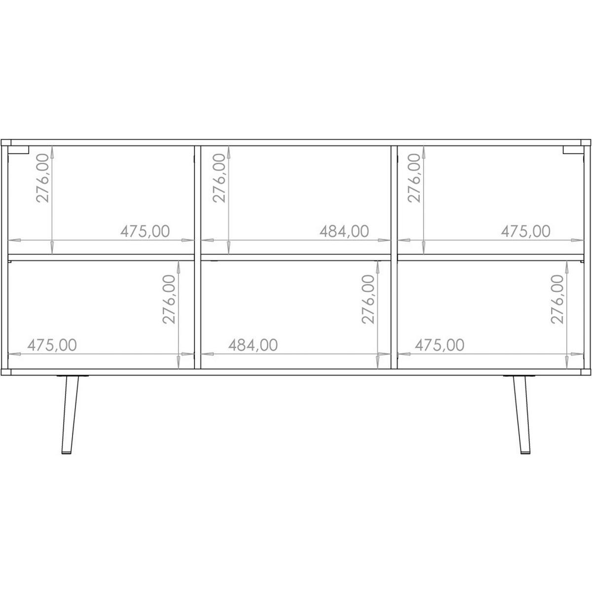 KOMMODE Parini mit 3 Türen, mit Metallbeine, Graphitschwarz/Captains Deck - Eichefarben, Holzwerkstoff/Metall (150/80/41cm) - Beautysofa