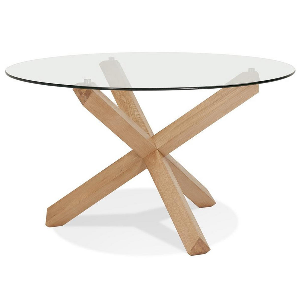 ESSTISCH Rund Massivholz Eiche Skandi-Stil FINAX, Transparent-Beige 130x130x75 cm - Transparent/Beige, Eichenholz/Holz (130/130/75cm) - KADIMA DESIGN