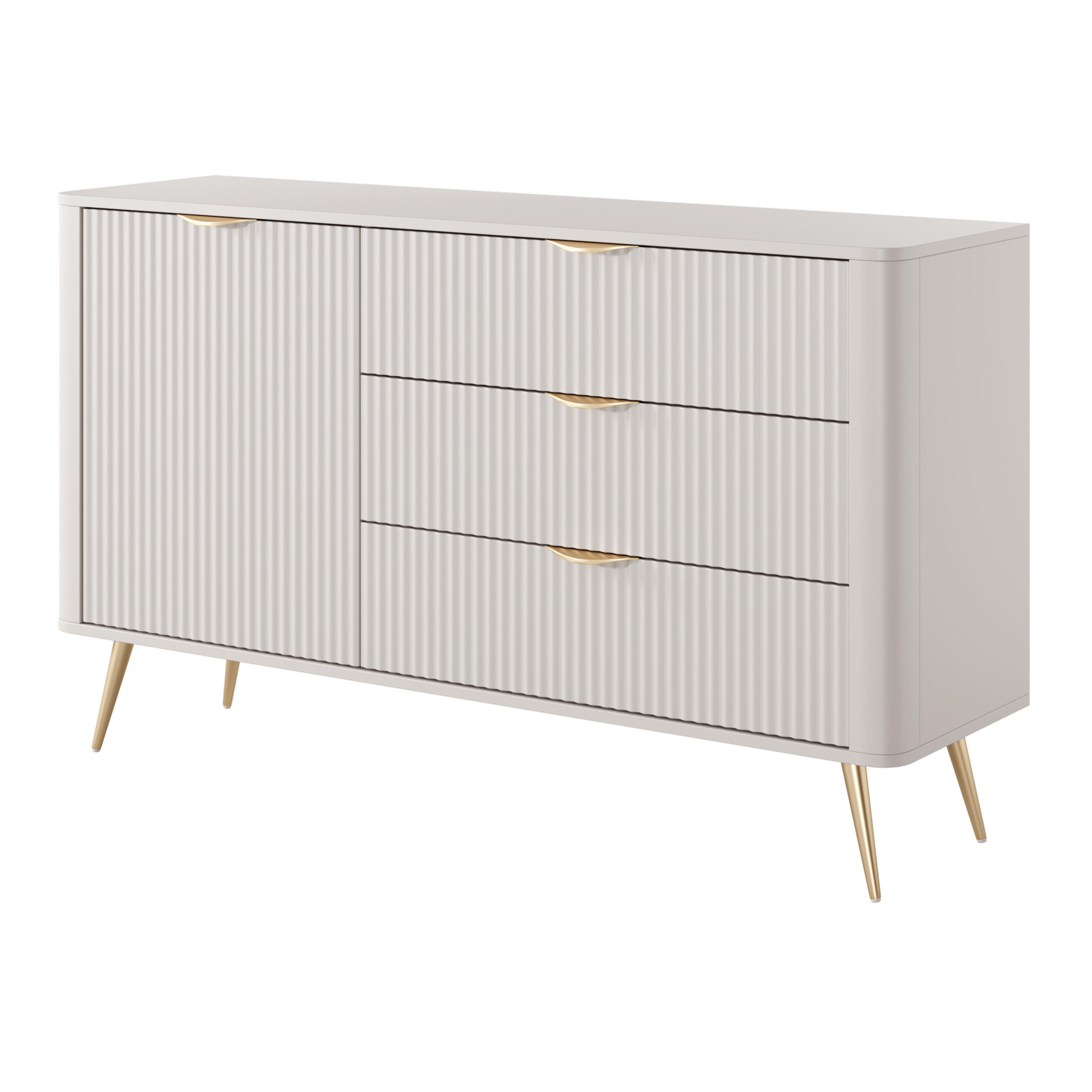 SIDEBOARD LANTANA 138/81/38 cm mit 3 Schubladen und 1 Türen Beige - Beige, Holzwerkstoff (138/81/38cm) - MASSENO