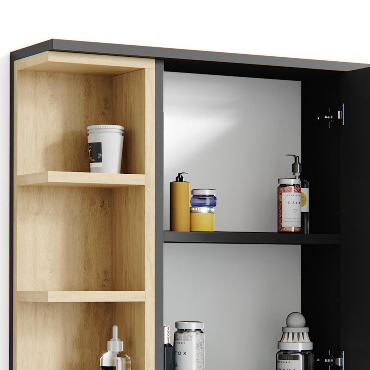 BADSPIEGELSCHRANK Aquis Anthrazit 79.6 x 64 cm - Anthrazit, Holzwerkstoff (79.6/64/18cm) - Vicco