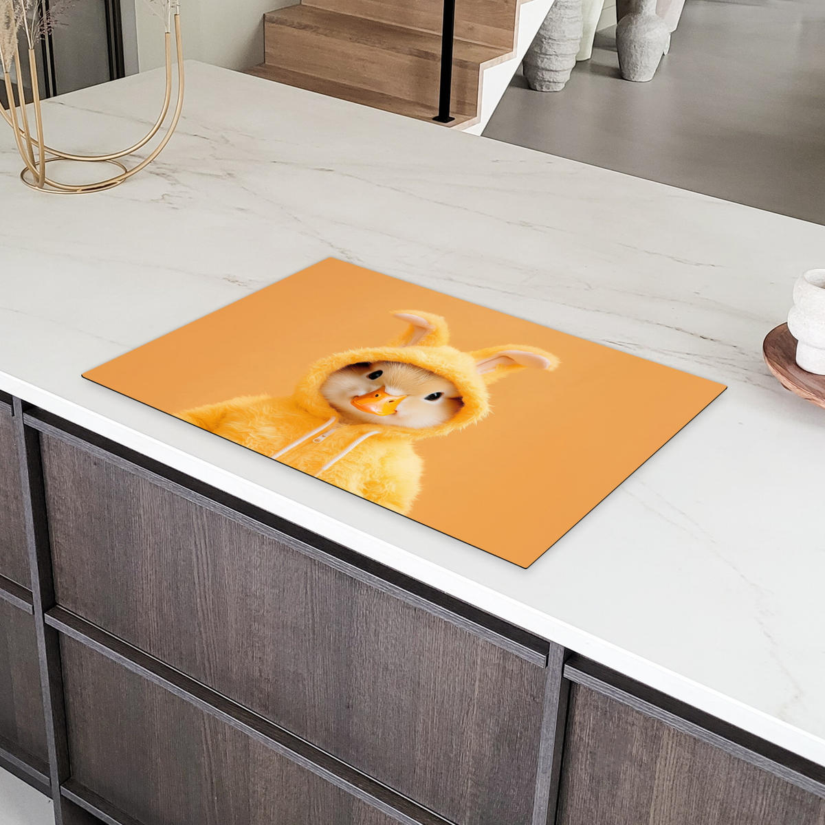 HERDABDECKPLATTE Osterhase - Kostüm - Ente Induktionsmatte 81x52 cm - Gelb, Kunststoff (81/52/0.2cm) - MuchoWow