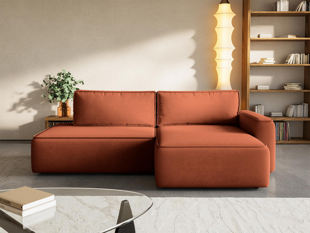 ECKSOFA Sarro mit Schlaffunktion, Rotbraun - Rostfarben, Textil (260/165cm) - Fedve
