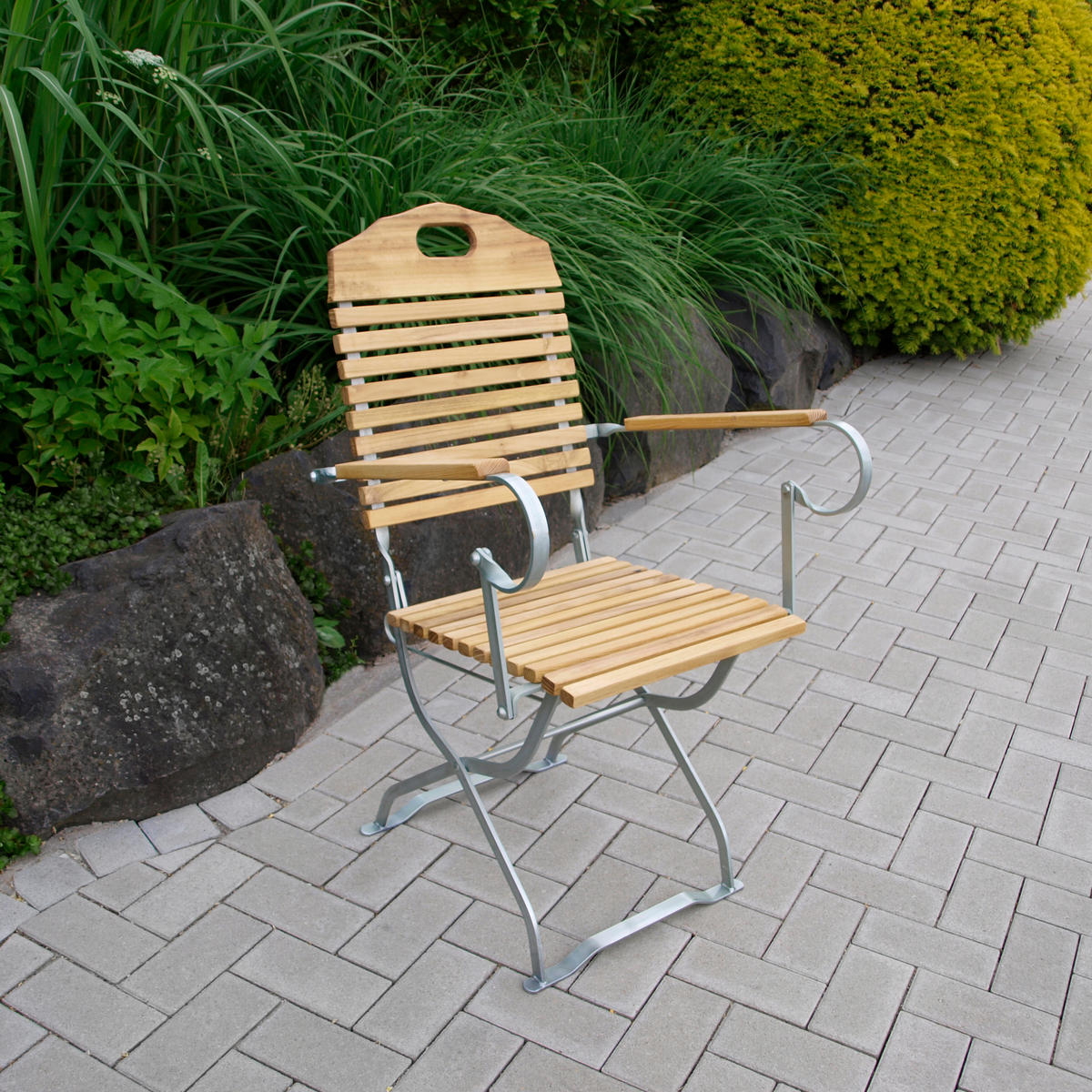 GARTEN-GARNITUR Bad Belzig 5-teilig aus Robinienholz, Stahlgestell Verzinkt - Braun, Holz - TPFGarden