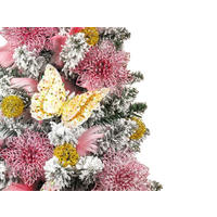 WEIHNACHTSBAUM künstlicher 60 cm mit LED-Beleuchtung, SÜSSCHEN, mit 45 Weihnachtsbaumschmuck, Pflanztopf mit Jutesack - Pink/Goldfarben, Kunststoff/Stein (40/60cm) - LAALU