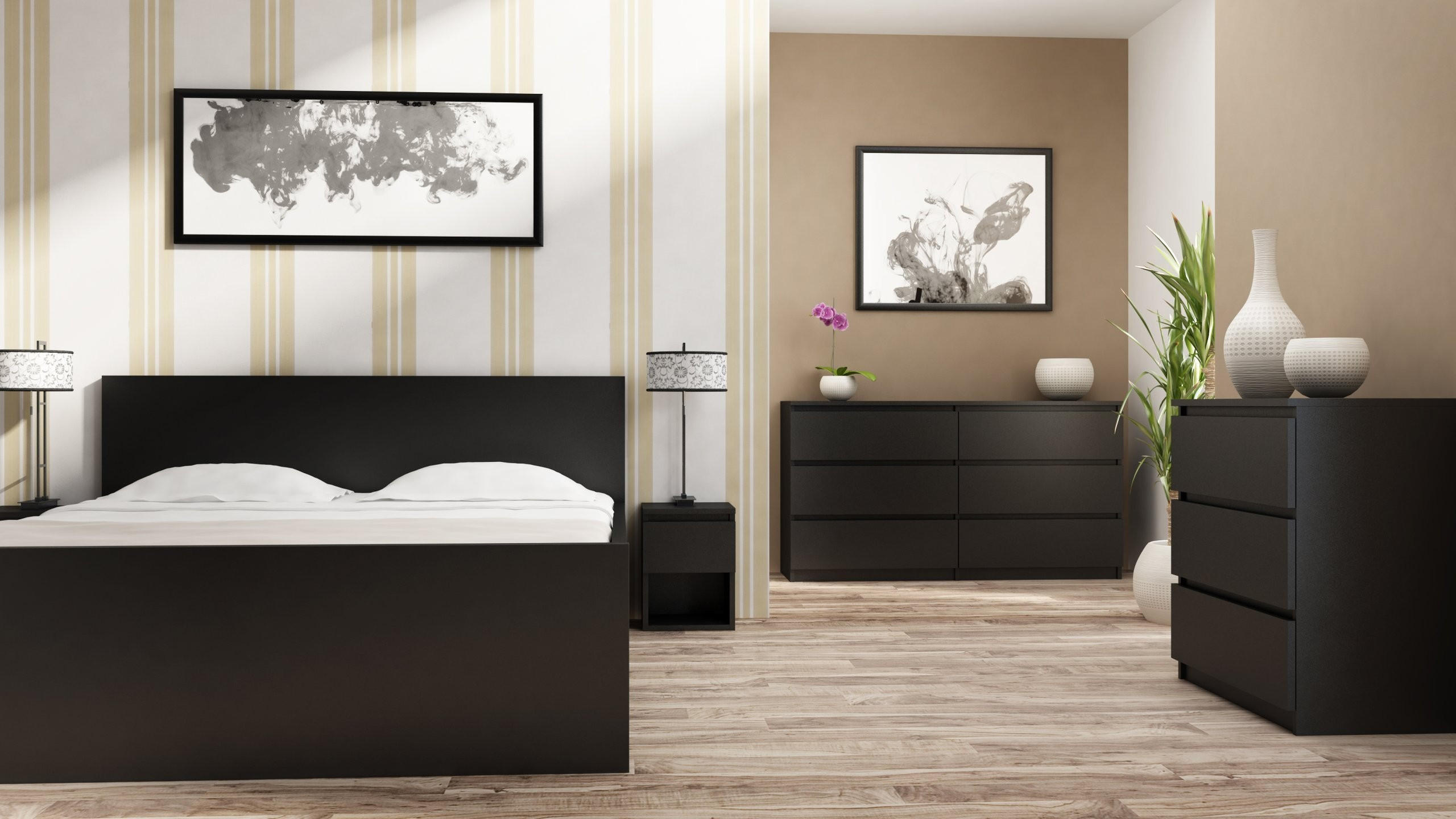 KOMMODE 3 SCHUBLADEN M3 - SCHWARZ - Schwarz, Holzwerkstoff (70/75/40cm) - CDF