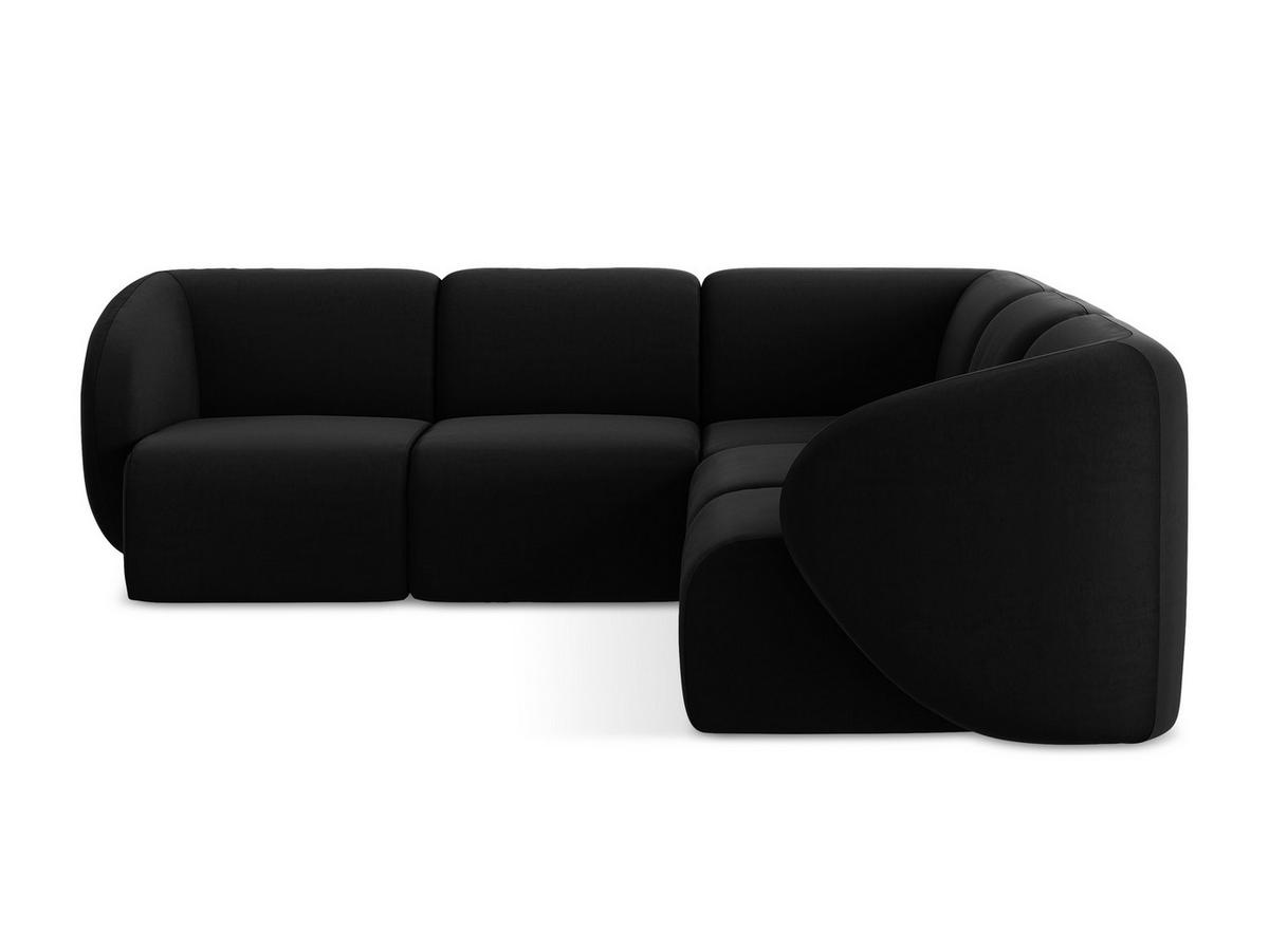 ECKSOFA Samt Stoff Schwarz - Schwarz, Holzwerkstoff/Kunststoff (251/251cm) - Makamii