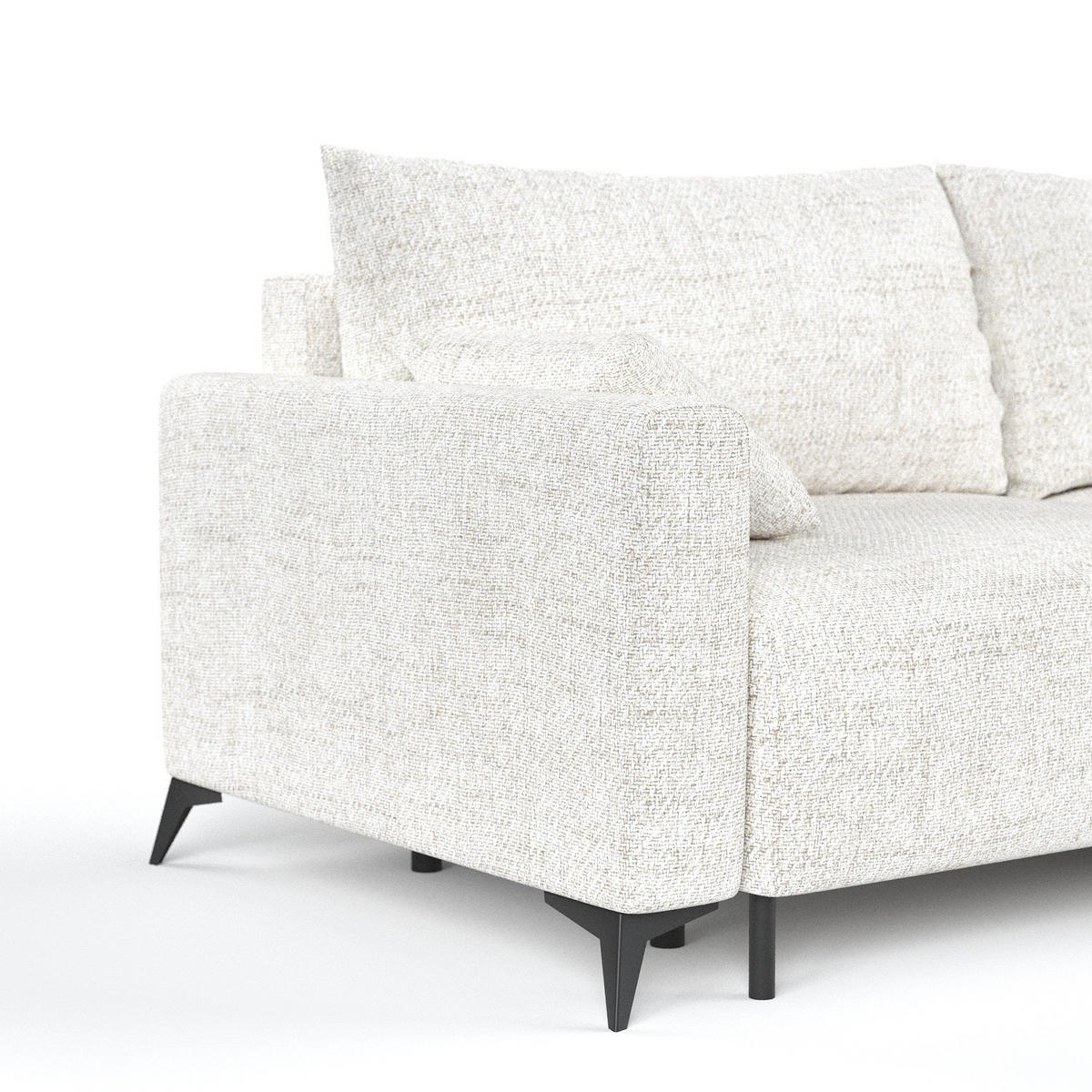 ECKSOFA NUVIO mit Schlaffunktion Creme im Neve Stoff - Creme/Schwarz, Holz/Holzwerkstoff (239/148cm) - AltaBeds