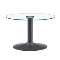 COUCHTISCH DE-37356 rund mit Glasplatte und Metallgestell Schwarz - Schwarz, Metall (70/70/45cm) - ComfortXL