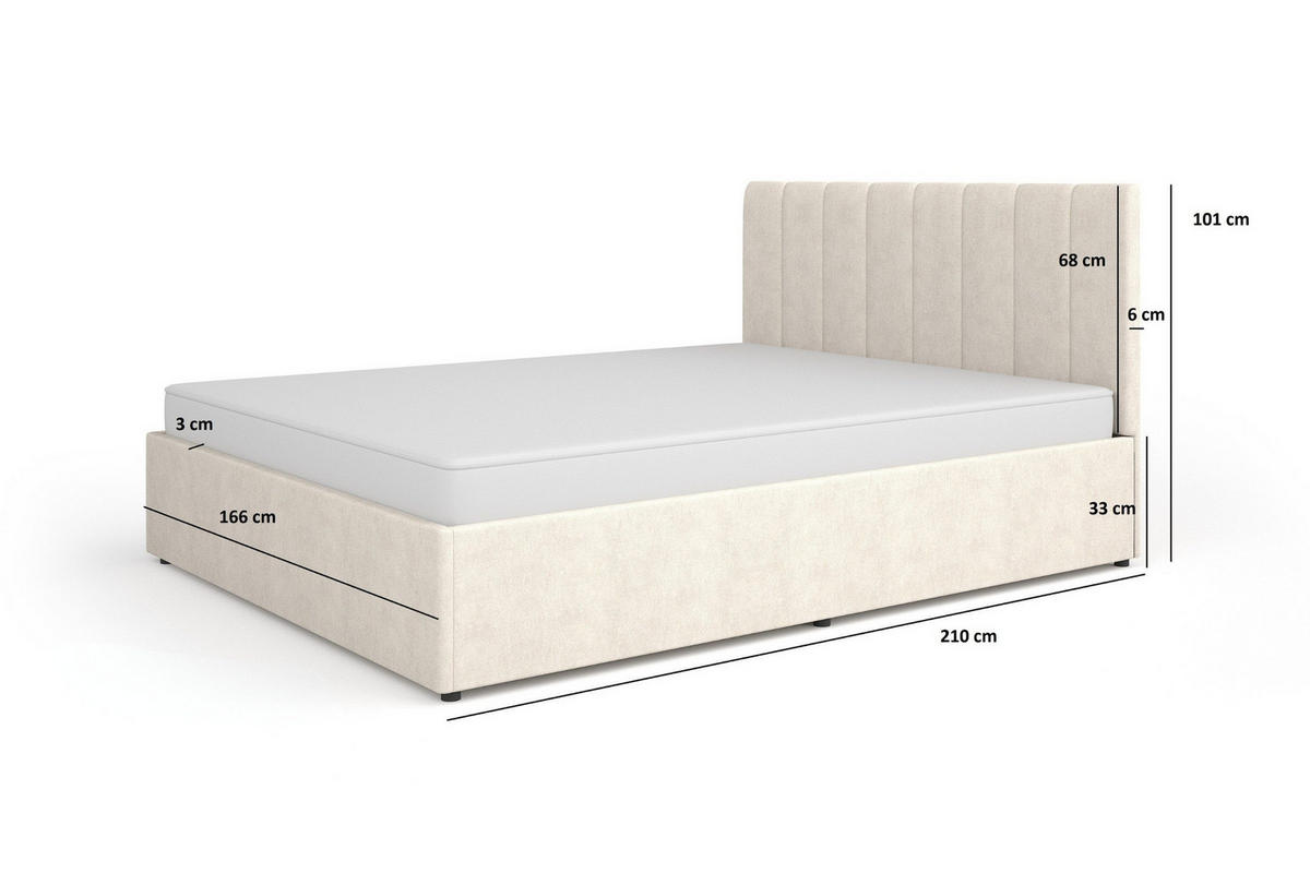 POLSTERBETT MONI 12 160/200 cm in Velours Beige - Beige, Holzwerkstoff/Textil (160/200cm) - Deine Möbel 24