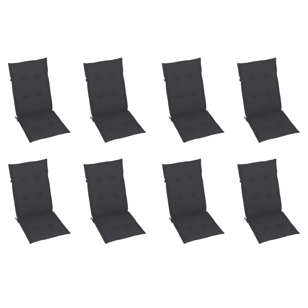 KLAPPBARE Gartenstühle Mit Kissen 8er set Massivholz Akazie - Anthrazit, Holz (57/111/69cm) - vidaXL