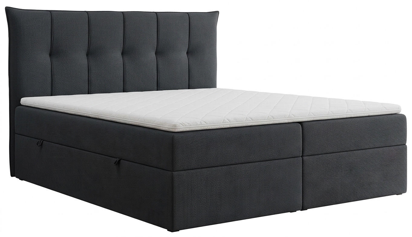 BOXSPRINGBETT PREMIUM 10, 160 x 200 cm, Bettkasten, H3, grau - Grau, Textil (160/200cm) - Labett