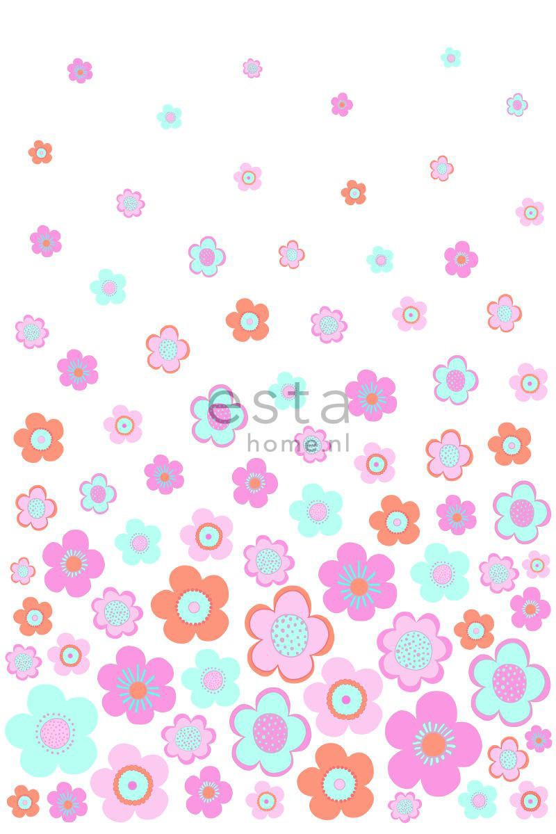 FOTOTAPETE Blumen im Vintage-Look 200 x 279 cm - Türkis, Papier (200/279cm) - ESTAhome