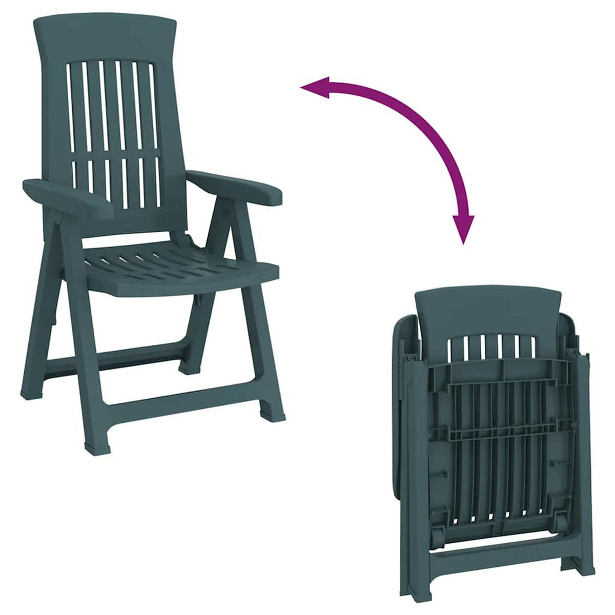 GARTENSTÜHLE 2er Set Verstellbar Grün Pp - Grün, Kunststoff (58/109.5/95.5cm) - vidaXL