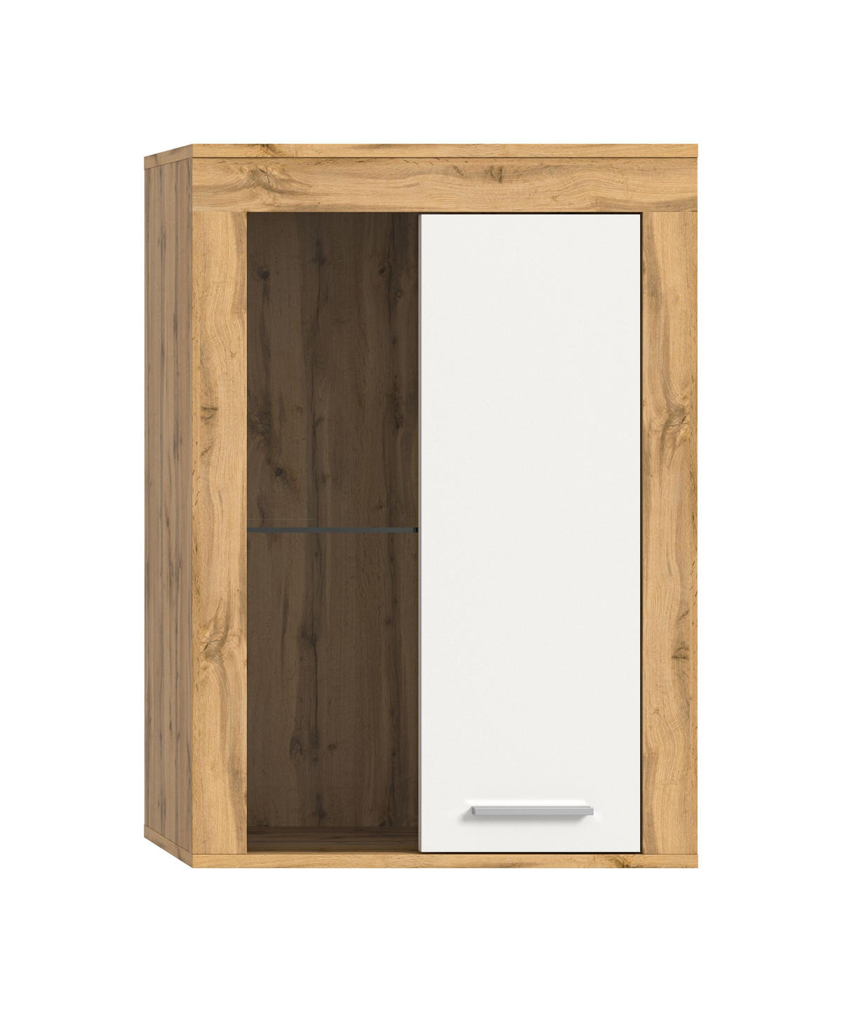 VITRINE JAM (B/H/T: ca. 60/86/35 cm) in Wotan Eiche Nachbildung/weiß - Eiche Wotan, Holzwerkstoff (60/86/35cm)